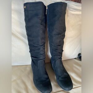 Michael Kors suede high boots black zip side sz 4